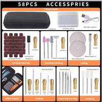 Kit d'outils rotatifs sans fil à charge USB à 5 vitesses 3.7V Power Mini DIY Outil rotatif multi-usages avec 55 accessoires