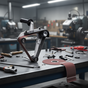 Adaptador de lijadora de banda para amoladora angular, accesorio de lijado de tubos de aleación de aluminio con rosca de 5/8-11 y 10 correas para eliminación de óxido - Product Image 2