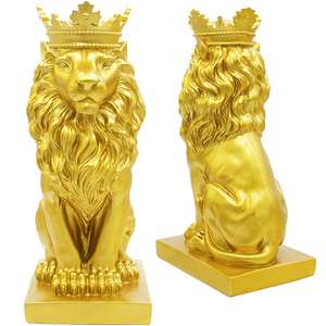 15''H Couronne <span class=keywords><strong>Roi</strong></span> <span class=keywords><strong>Lion</strong></span> Statue Style Nordique Accueil Étude Décoration Figurines à collectionner - Product Image 2
