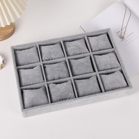 35x24x3cm plateau d'affichage velours gris pour collier bagues Bracelet bijoux présentoir bijoux organisateur stockage