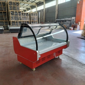 1.5m kính cong nhiệt độ đơn LED siêu thị thịt tươi trưng bày tủ lạnh Cửa hàng bán thịt trưng bày - Product Image 1