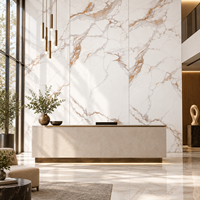 Carreaux de sol en porcelaine modernes certifiés CE Hanse 600x1200mm, entièrement émaillés, polis, effet marbre, pour projets commerciaux et villas