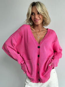 Cardigan en laine usée style rétro américain unisexe avec poches, tricoté, pour l'automne et l'hiver, motif floral - Product Image 2