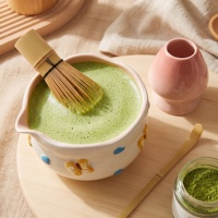 Ensemble de thé Matcha 3D en gros, 4/5 pièces, fait main, avec bol, support, cuillère, fouet en bambou, kit d'outils, céramique japonaise motif papillon