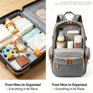 Sac à dos à langer avec matelas à langer, port de chargement, étanche, pour voyage, essentiels maman et bébé, vente en gros personnalisée - Product Image 3