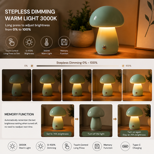 Lámpara de Mesa Inalámbrica Moderna con Forma de Hongo, Lámpara Nocturna LED Recargable, Control Táctil, Carga Tipo C, Mini Lámpara Portátil para Hotel, Cafeterí<span class=keywords><strong>a</strong></span> - Product Image 3