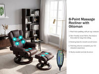 Fauteuil pivotant moderne avec ottoman, revêtement en cuir PU, base en métal, dossier rembourré en mousse à mémoire de forme, meubles de salon électriques