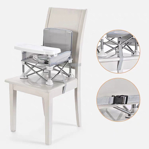 Siège d'appoint gris moelleux <span class=keywords><strong>compact</strong></span> et pliant pour bébé avec plateau à manger, pique-nique de voyage, camping, plage, chaise d'alimentation pour bébé - Product Image 2