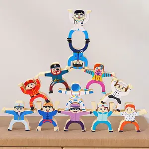 COMMIKI Balance Building Blocks Children Balance Toy Wooden Pirate Ship Wooden Balance Toy