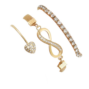 Ensemble de 3 bracelets manchette ouverte Cœur Infini en alliage et diamant, <span class=keywords><strong>bijoux</strong></span> de mode de <span class=keywords><strong>luxe</strong></span> léger pour femmes, vente en gros - Product Image 5