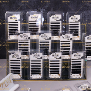 Faux <span class=keywords><strong>cils</strong></span> en fibre PBT coréenne bouclée en gros divers degrés de <span class=keywords><strong>courbure</strong></span> emballage personnalisé épais - Product Image 6