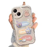 Coque de téléphone antichoc en TPU à motif vague mignon pour iPhone 13 14 15 16 17 18 Pro Max