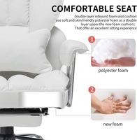 JOHOOFURNITURE Grande chaise de bureau exécutive en cuir PU avec support lombaire, blanche, Sedia Da Ufficio
