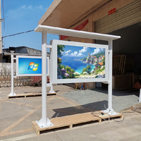 Panneaux publicitaires multimédias LCD haute luminosité, étanches, pour la publicité extérieure, avec auvent