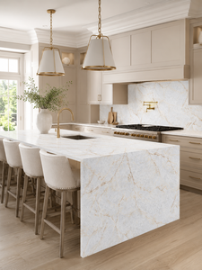 Cuarzo Vietnam Union Aurora Gold Vein en losas grandes, modernas, para encimeras de cocina, baño y comedor, con acabado pulido, 20 mm de grosor, impermeable. - Product Image 3