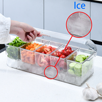 2024 clair 5 condiment serveur glace compartiment réfrigéré amovible plateau à condiments couvercles plats salade pour fruits en plein air fête bar