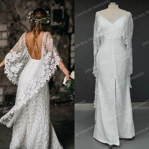 8300 #   Vestido de Novia Sencillo con Apliques de Encaje, Escote en V, Abertura Frontal, <span class=keywords><strong>para</strong></span> Playa, Talla Grande, Vestido de Fiesta de Compromiso, Vestido de Noche - Product Image 2