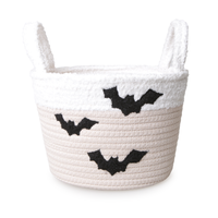 Panier de rangement Halloween en corde de coton pliable avec poignée pour bonbons, jouets et organisation domestique, décoration de fête, vente en gros