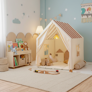 Kids Indoor Large Soft Toy Foldable Princess Play Tent with Mosquito <b>Net</b> Portable Blue Oxford Fabric - Product Image 2