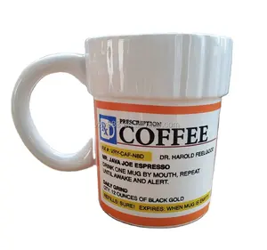 Taza de café con prescripción de cafetera, botella de café para pastillas, farmacia, Rx, 4 compradores, 02