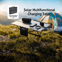 Table de camping pliable en alliage d'aluminium à chargement solaire, légère et portable pour l'extérieur et le parc
