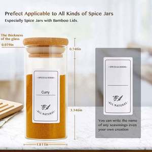Tarro de cristal transparente de alta calidad para especias con tapas de bambú, tapa de tarro Mason soplada a mano - Product Image 6