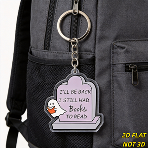 Je reviendrai, j'avais encore des livres à lire – Porte-clés en acrylique « Ghost & Tombstone » pour les lecteurs, breloque de sac et porte-clés pour les amoureux des livres - Product Image 5