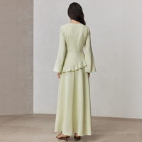 Damen Chiffon Empire-Taille Einfarbiges Lässiges Maxi-Partykleid Grün Langarm Mode Hersteller Großhandel Boutique Anbieter OEM