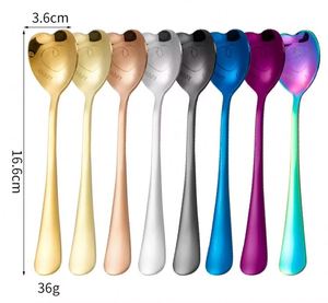 Custom Color Stainless Steel Coffee <b>Spoon</b> Ice Cream Dessert Small Mug Glass <b>Spoon</b> Heart-Shaped Stirring <b>Spoon</b> - Product Image 2