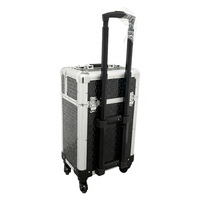 Mallette roulante en aluminium de grande capacité mallette de train de maquillage multicouche organisateur cosmétique mallette à ongles professionnelle avec roues