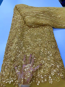 Ni. Ai cỏ màu xanh lá cây màu chất lượng cao Hạt <span class=keywords><strong>Net</strong></span> ren thêu tan trong nước phi váy ren vải cho phụ nữ bên ly6596 - Product Image 4