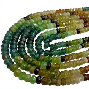 Cuentas facetadas de granate grosular natural en forma de rondel de 3 a 6 mm, vendidas por hebra de 8 pulgadas de largo - Product Image 1