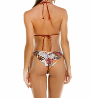 Bikini string réversible à imprimé floral et léopard, à nouer sur le côté, avec pompons, en Econyl écologique, séchage rapide, personnalisable OEM, vente en gros