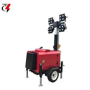 Outdoor Lighting Equipment 1200W LED Mobile Portable Lighting Tower Generator With Japan Kubota Diesel Engine