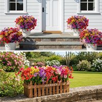 Fleurs artificielles violettes, 7 tiges, résistantes aux UV, pour extérieur, buissons de fleurs artificielles pour jardin, véranda, patio, jardinière, décoration intérieure