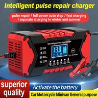 Chargeur de Batterie au Plomb 12V6A AC/DC 72W Intelligent pour Voiture et Moto, Commutation Automatique entre Six Modes