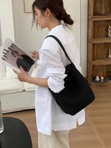 Tendances de la mode féminine, <span class=keywords><strong>sacs</strong></span> à main décontractés en tissu tissé à la main, couleur estivale, avec fermeture à cordon, sac élégant pour les vacances, pour la plage - Product Image 2