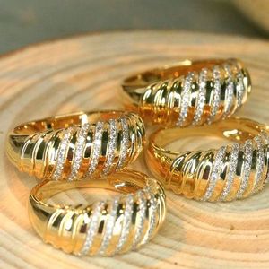 Xinfly 18K Solid Gold Twisted Croissant 0.32CT Diamond <b>Thick</b> Chunky <b>Ring</b> Women's Chunky Gold Jewelry - Product Image 4