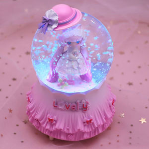 Regalo de cumpleaños para niñas, globo de nieve de Navidad con música ligera, modelo de resina de bola de nieve, temas de hadas y osos para decoración del hogar - Product Image 3
