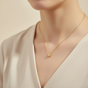 Most Popular Single Minimalist Stackable Diamond Clavicle Pendant Necklace Jewelry 18K Solid Gold Natural Diamond Chain Necklace - Product Image 1