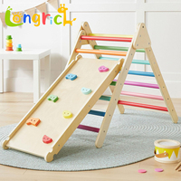 Ensemble d'escalade en bois souple Montessori pour tout-petits de 19 à 24 mois, aire de jeux intérieure avec toboggan, arche triangulaire, unisexe, 84x42x37,5 cm