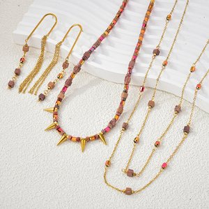 ชุดเครื่องประดับแฟชั่นที่ดูเก๋ไก๋ทุกวันมีองค์ประกอบของหนามและลูกปัดอัญมณี - Product Image 2