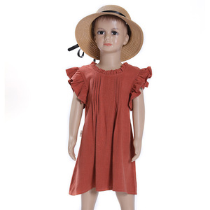 Vêtements pour enfants en lin respirant à manches bouffantes RTS, robe pour filles de 2 à 6 ans, prête à être expédiée - Product Image 2