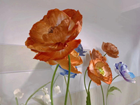 E-007 Luxus Hochzeits dekor Washi Papier Rose Mohn chinesisches Papier Riesen blume für Decken wand führende Straßen dekoration