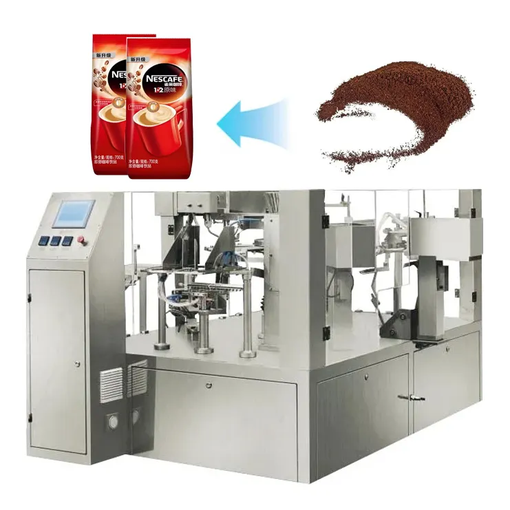 Otomatik hazır çanta tartım dolum makineleri yüksek hızlı kuru kahve tozu paketleme makinesi