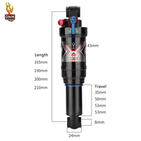 Amortisseur arrière de vélo de montagne DNM AO-8RC 165/190/200/210 mm, suspension souple, vélo de montagne XC/MTB XC/MXB, amortisseur arrière