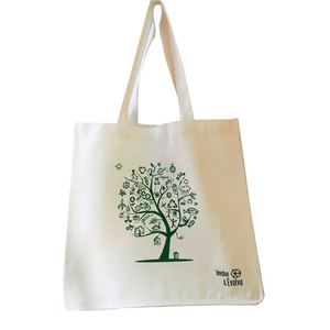 Bolsa de Compras de Lona Natural Reutilizable de Primera Calidad OEKO con Asa Larga y Diseño de Letras, con Logotipo - Product Image 2