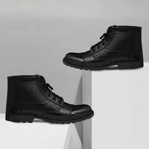 Men Genuine Leather Lace Up <b>Ankle</b> Boots Durable Stylish Outdoor Shoes Anti Slip Sole Soft Cushioned Boots for Everyday - Product Image 4