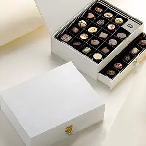Set kotak kemasan cokelat kustom mewah untuk kotak hadiah coklat jenis buku perayaan pernikahan