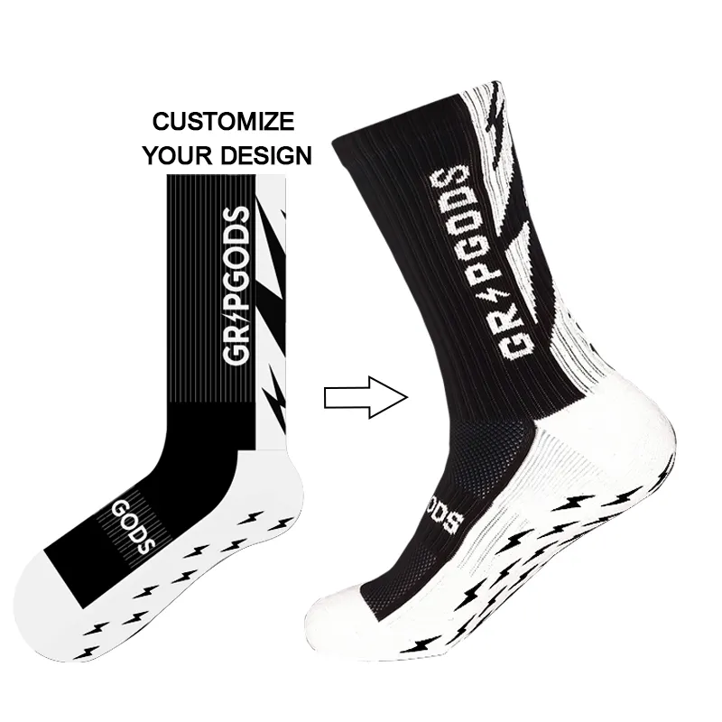 Chaussettes de sport Logo personnalisé Vente en gros Crew Performance Soccer Designer Chaussettes de sport antidérapantes pour hommes